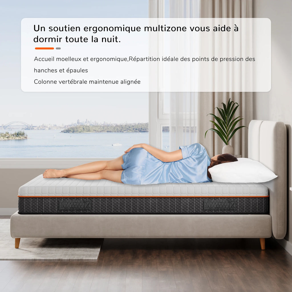Matelas mousse à mémoire de forme vue de côté
