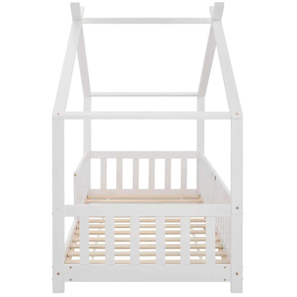 Lit cabane blanc 90x200 vue de face
